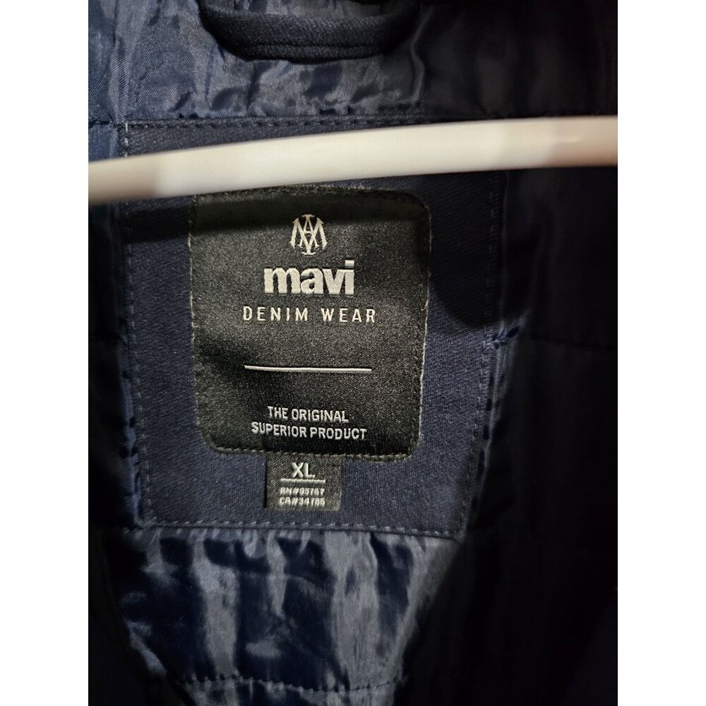 Mavi Mens XL Moto Jacket Navy Zip Minimalist Modern Streetwear Layering Y2K - Picture 5 of 8